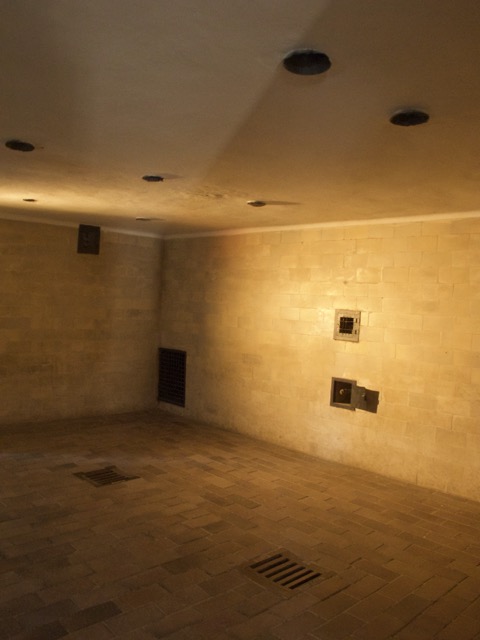 The gas chamber of the new crematorium building, disguised as a shower
room