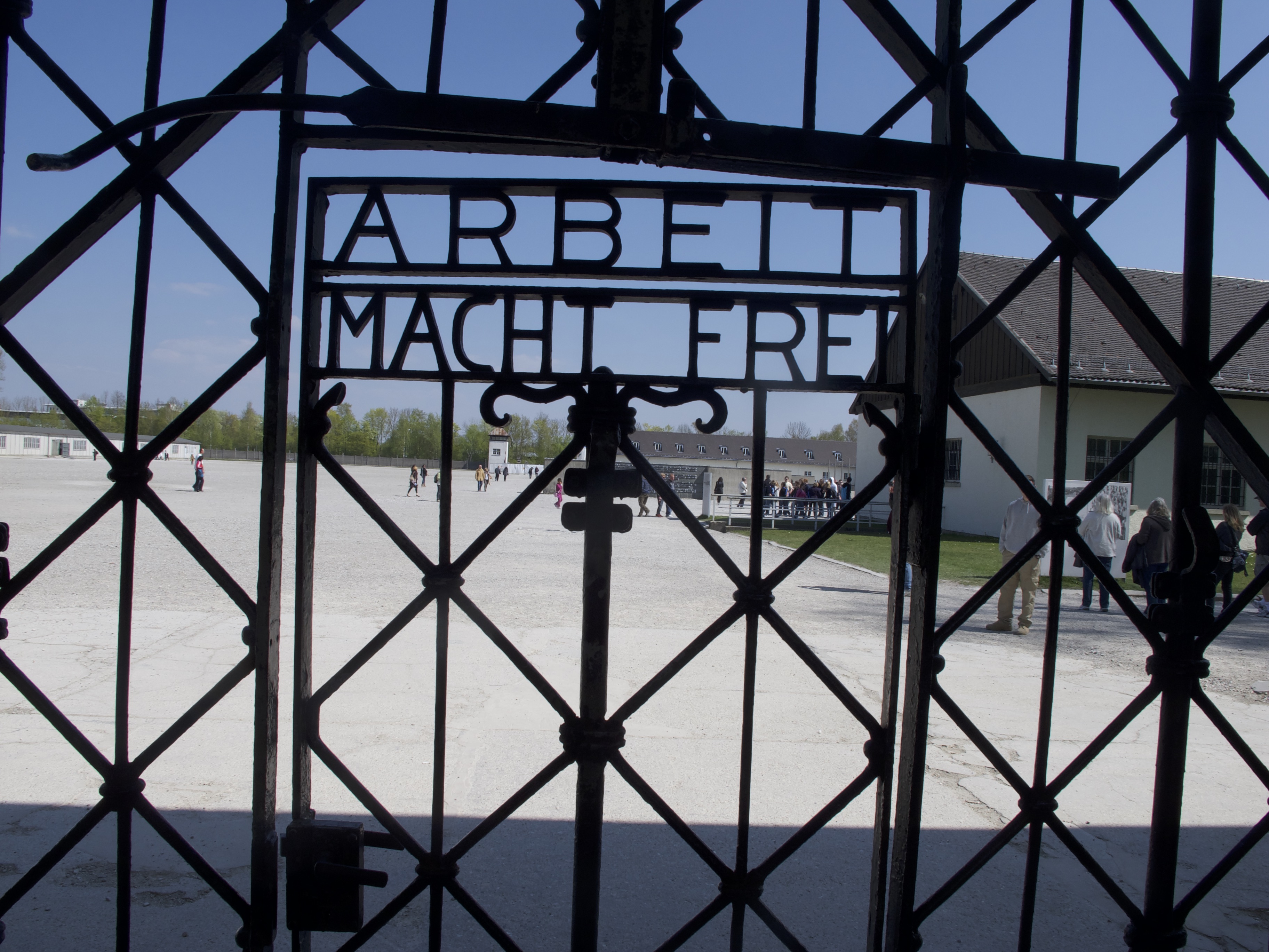The gate to the Dachau Concentration Camp with the German words
"Albreit Macht Frei" - "Work Makes Free"